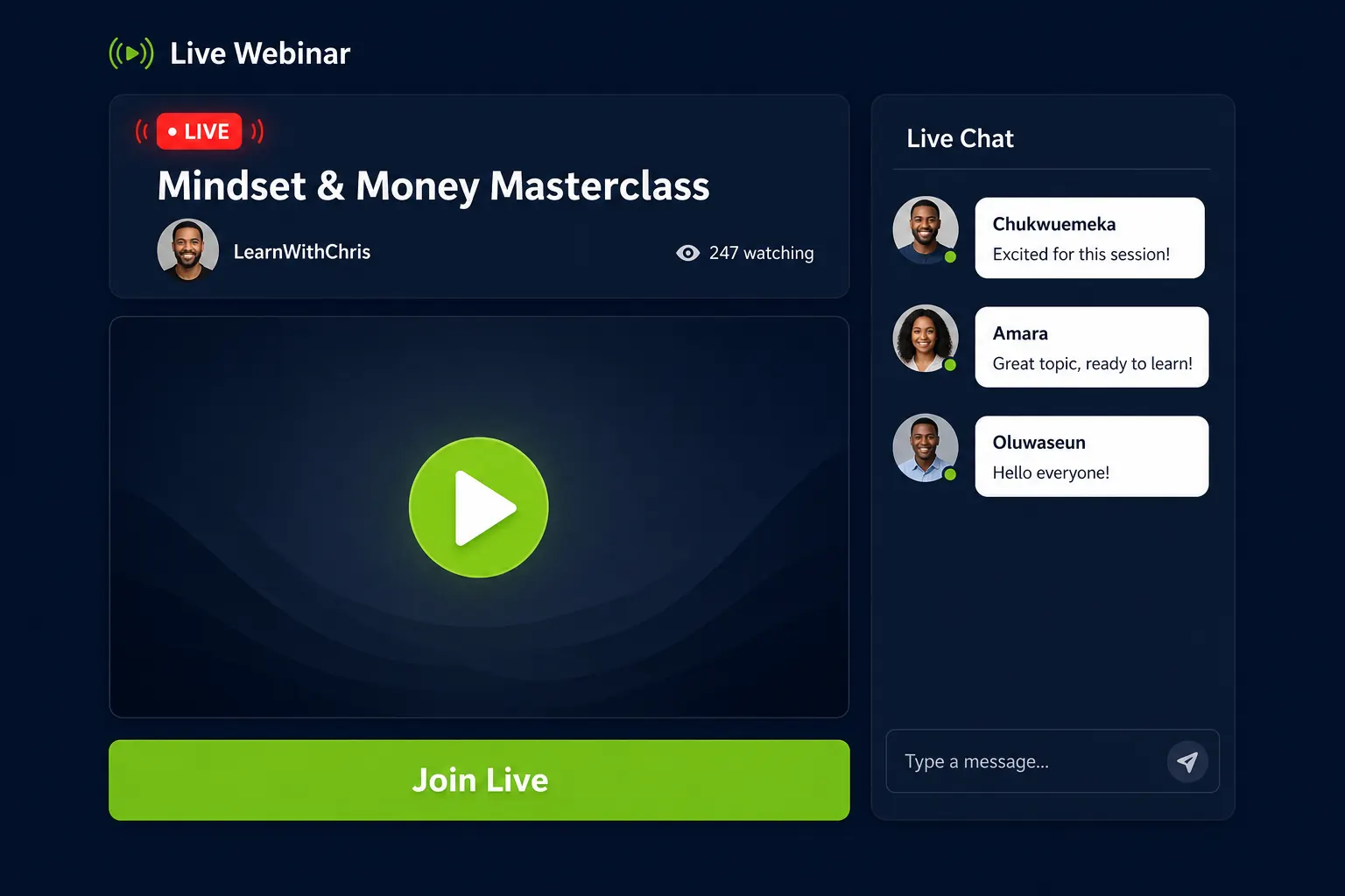 Chris hosting a live community session